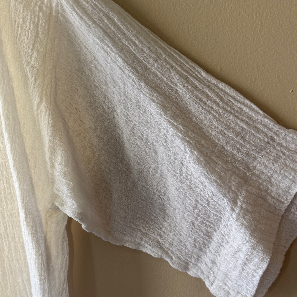 Pure Jill Linen White Lightweight Gauze Button-Front Shirt - Picture 5 of 6